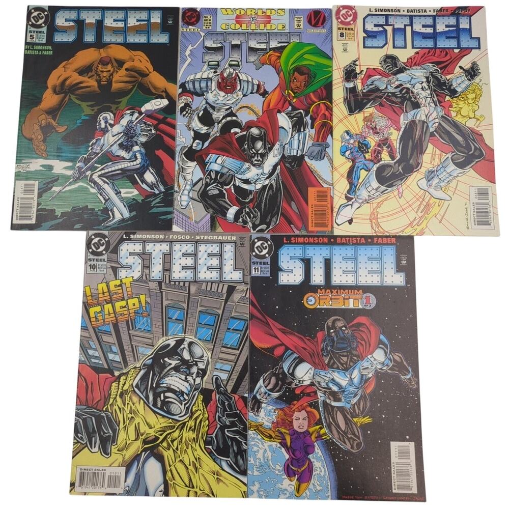 Steel Comic Book Lot of 5 Issues #5, 7-8, 10-11 DC Comics Modern Age